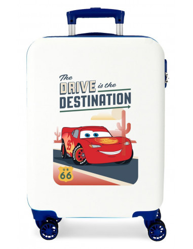 4791141 ABS SUITCASE 55CM 4W.  CARS DESTINATION WHITE